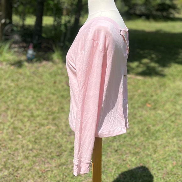 NWT Derrick Heart Pink Long Sleeve Lace Up the Back Shirt Size Large - Picture 2 of 8